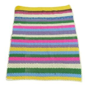 Granny Afghan HandCrochet Striped Throw Blanket Multicolor 52” X 42” Cotragecore